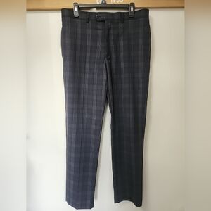 Tallia Mens Suit Pants 34x32 Navy Gray Burgundy Plaid Slim Fit Flat Front NWOT